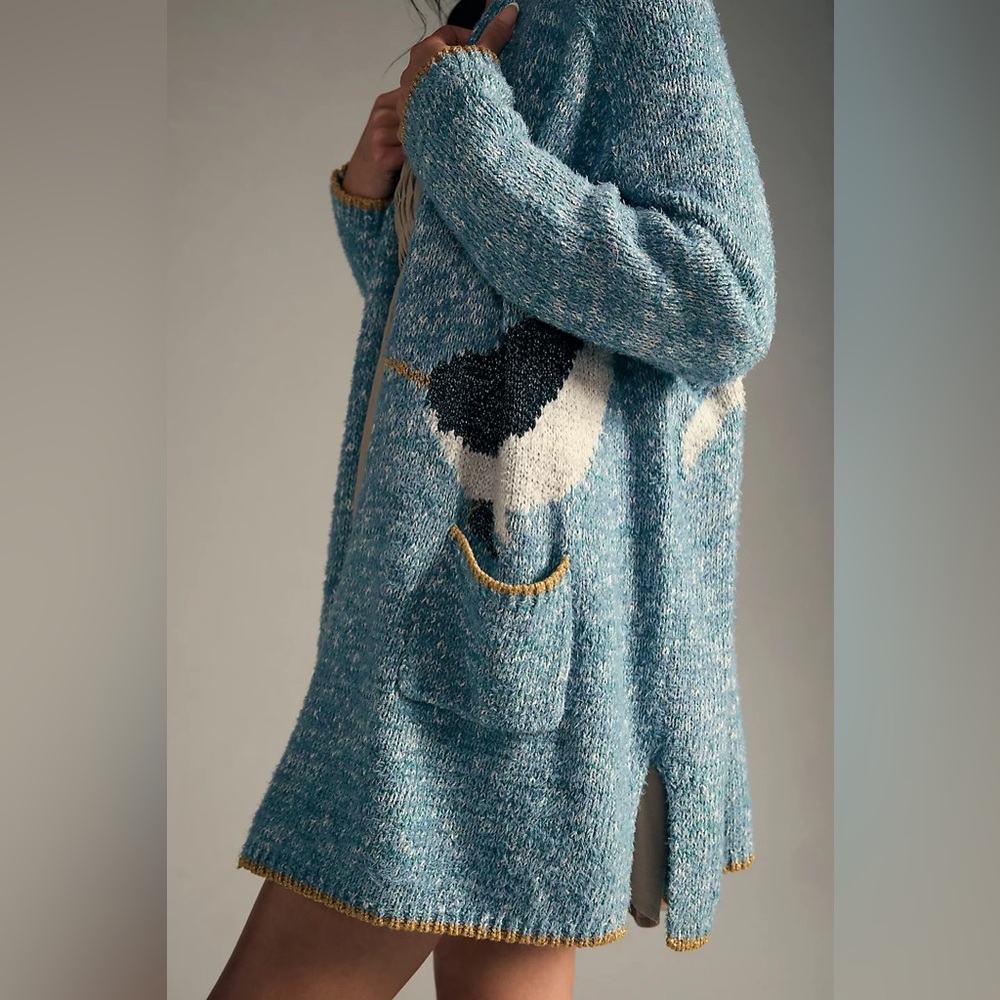 Anthropologie Narwhal Whale Icon Cardigan Sweater (Size XS/S) - NWT - Picture 4 of 10